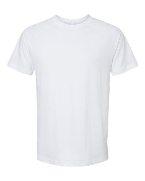 BELLA + CANVAS 3201 Men's Heather CVC Raglan Tee - Solid White Blend - front