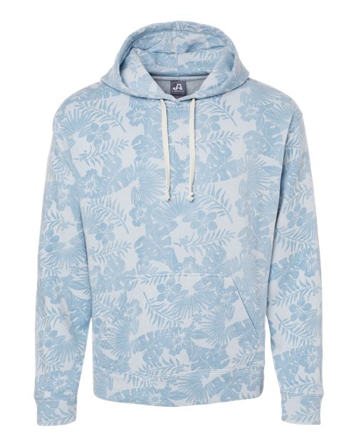 J. America 8871 Men's Triblend Fleece Hooded Sweatshirt - Chambray Aloha Triblend - front