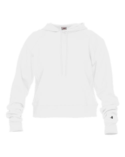 Badger 1261 Women's Crop Hooded Sweatshirt - White - front