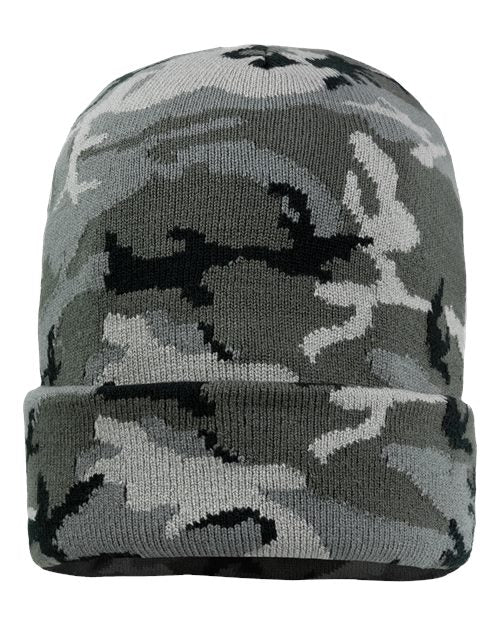Sportsman SP12 12" Solid Cuffed Beanie - Grey Camo - front