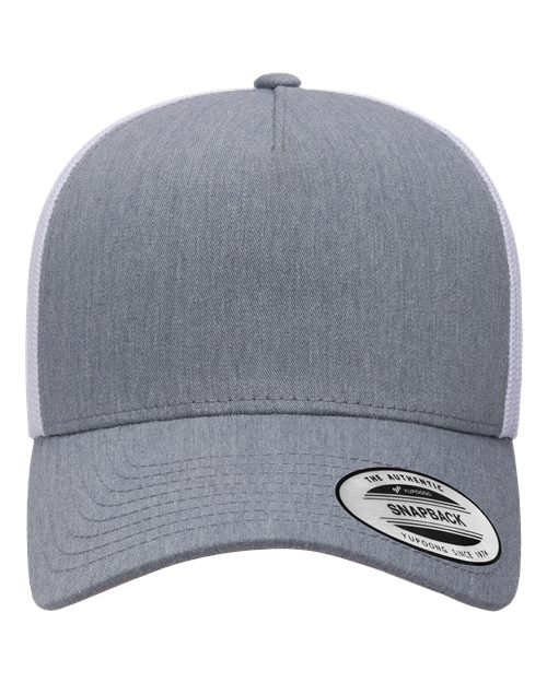 YP Classics 6506 Five-Panel Retro Trucker Cap - Heather/ White - front