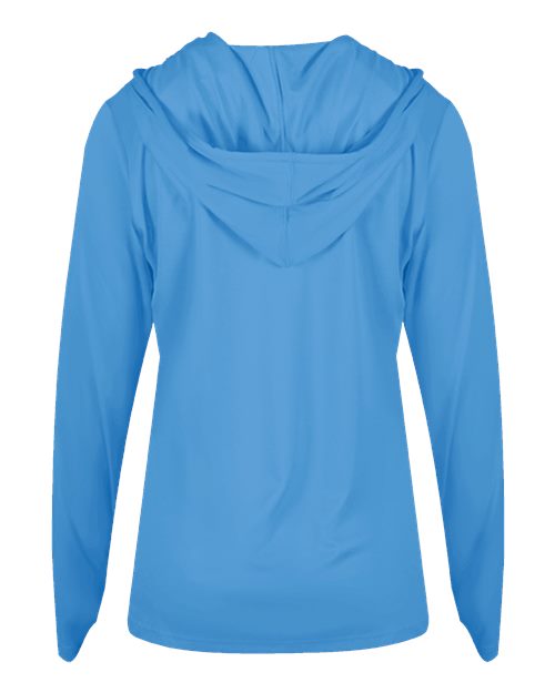 Badger 4165 Women's B-Core Hooded Long Sleeve T-Shirt - Columbia Blue - back