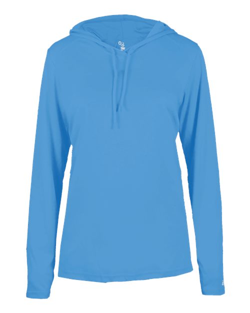 Badger 4165 Women's B-Core Hooded Long Sleeve T-Shirt - Columbia Blue - front