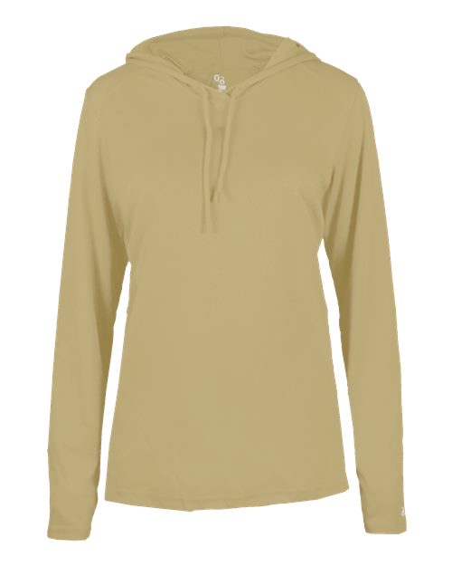 Badger 4165 Women's B-Core Hooded Long Sleeve T-Shirt - Vegas Gold - front
