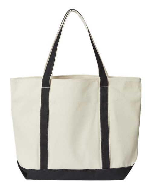 Liberty Bags 8873 XL Zippered Cotton Canvas Resort Tote - Natural/ Black - back
