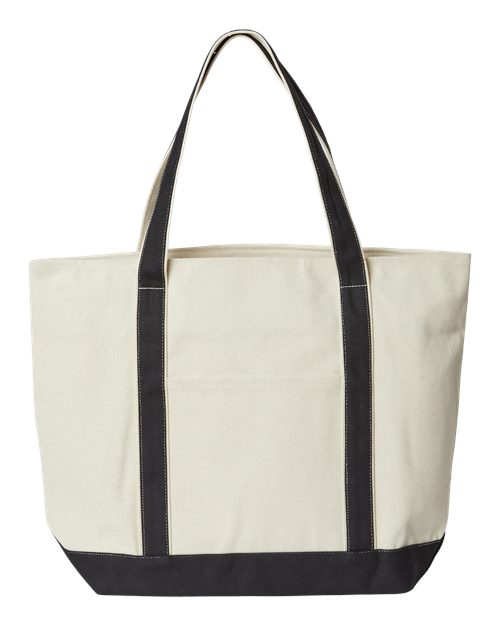 Liberty Bags 8873 XL Zippered Cotton Canvas Resort Tote - Natural/ Black - front