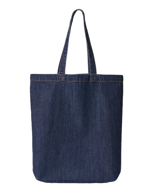 Liberty Bags 7761A Cotton Denim Gusseted Tote Bag - Dark Blue Denim - back