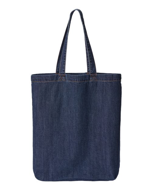 Liberty Bags 7761A Cotton Denim Gusseted Tote Bag - Dark Blue Denim - front