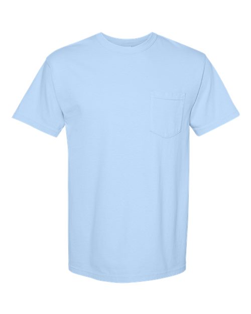 Comfort Colors 6030 Unisex Garment-Dyed Heavyweight Pocket T-Shirt - Hydrangea - front
