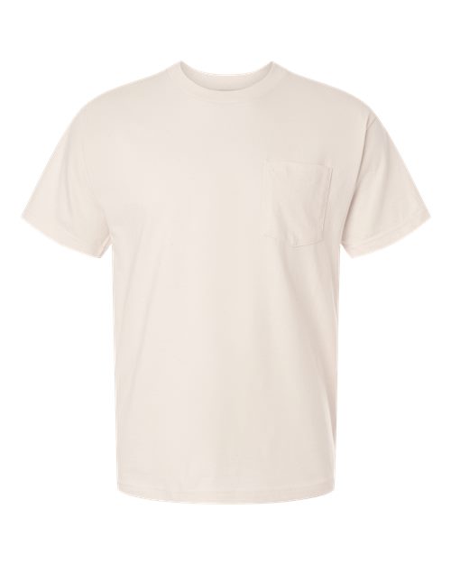 Hanes 5190 Unisex Beefy-T® Pocket T-Shirt - Natural - front