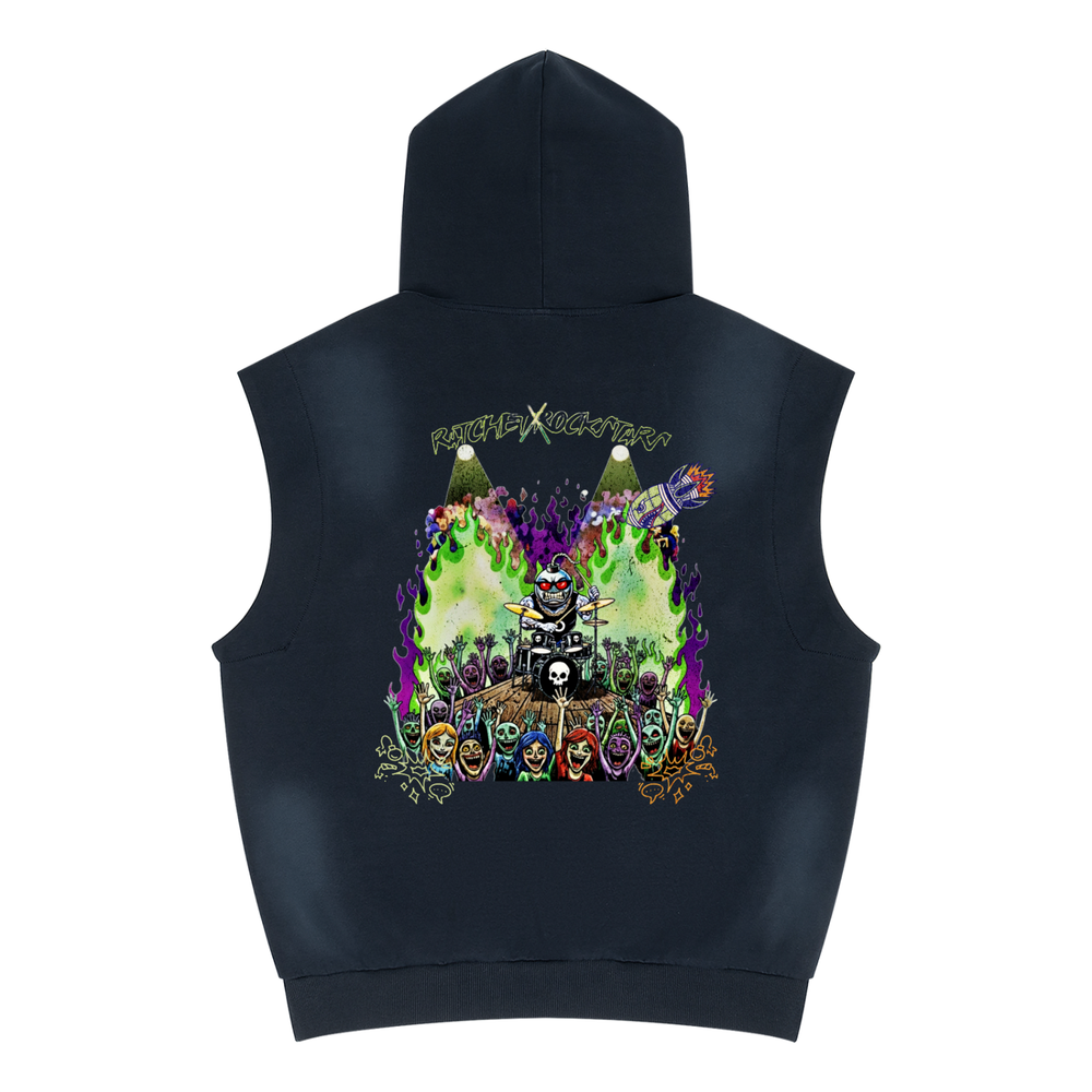Dooms day Unisex Vintage Wash Sun Fade Sleeveless Hoodie