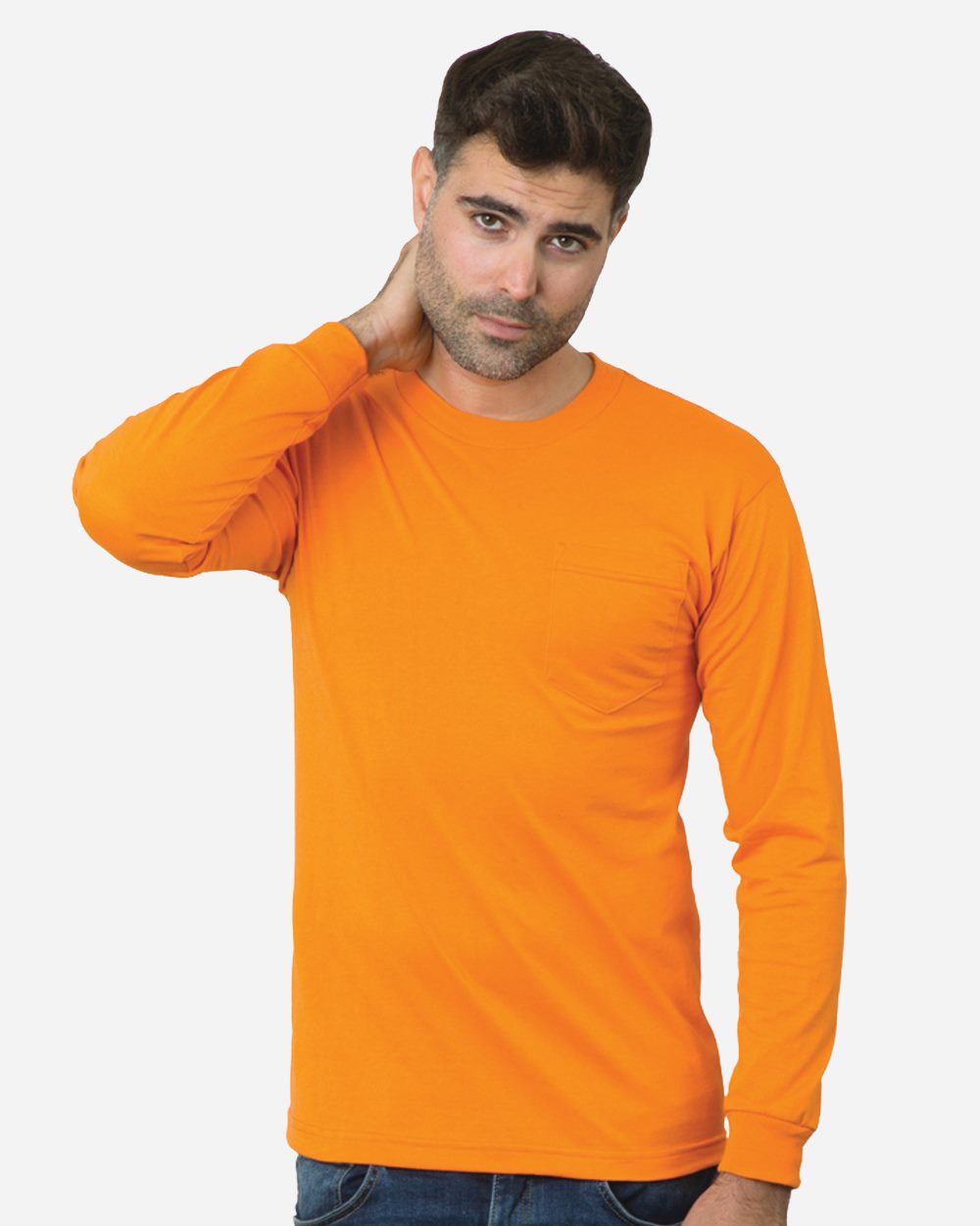 Bayside 1730 Unisex USA-Made 50/50 Long Sleeve Pocket T-Shirt - style