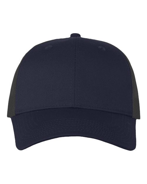 Valucap VC400 Mesh-Back Twill Trucker Cap - Navy/ Charcoal - front