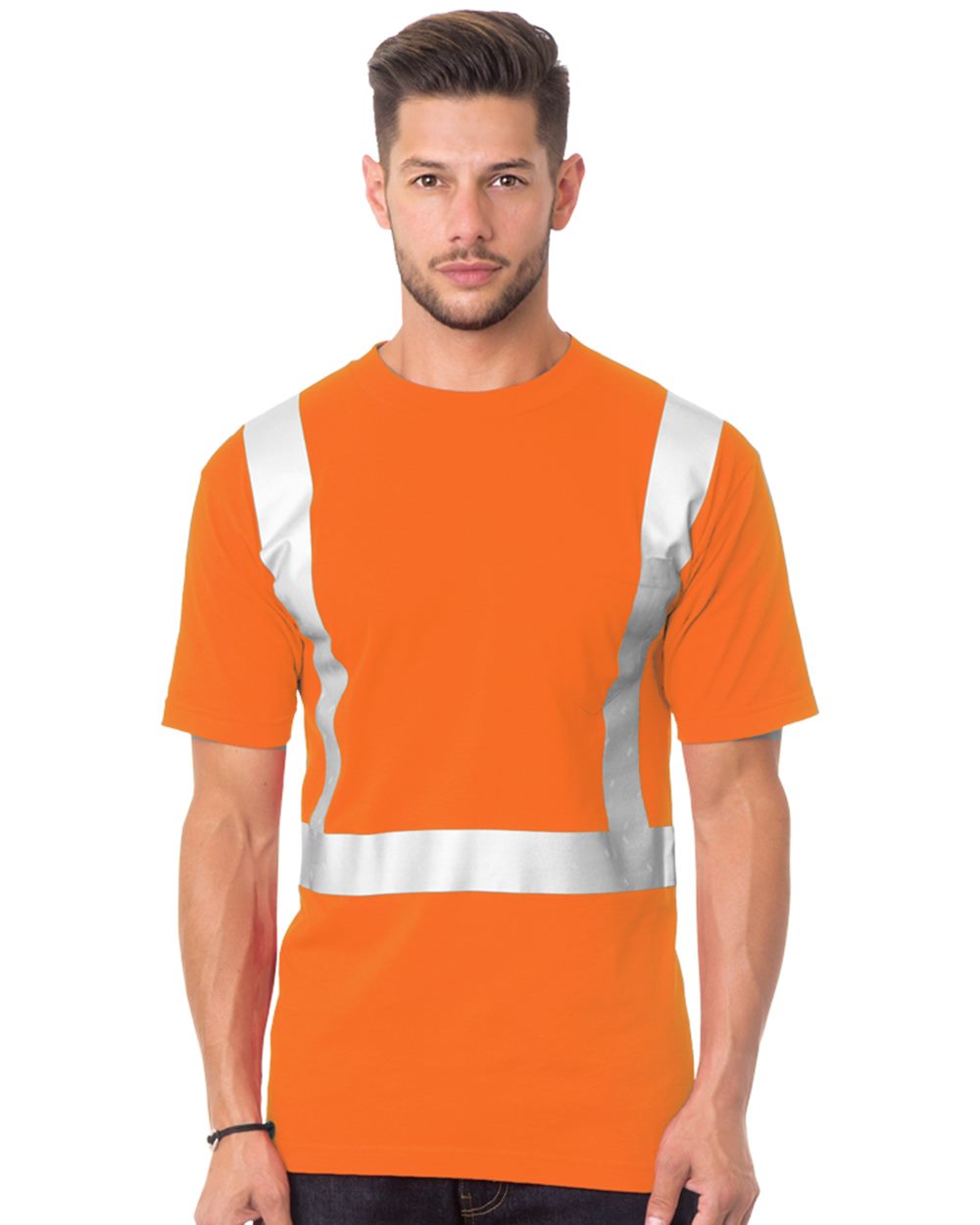 Bayside 3772 Unisex USA-Made 50/50 High Visibility Pocket T-Shirt - style