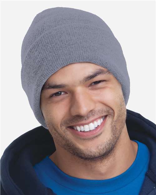 Bayside 3825 USA-Made 12'' Knit Cuffed Beanie - Graphite - side