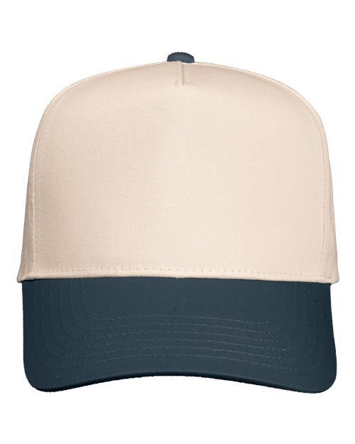 Valucap 8869 Five-Panel Twill Cap - Natural/ Charcoal - front