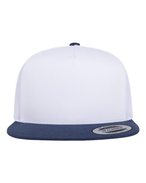 YP Classics 6006 Classic Five-Panel Trucker Cap - Navy/ White/ White - front