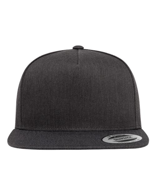 YP Classics 6007 Five-Panel Cotton Twill Snapback Cap - Dark Heather Grey - front