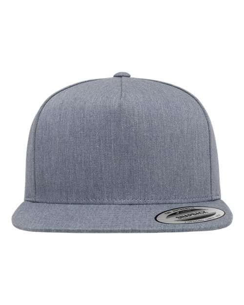 YP Classics 6007 Five-Panel Cotton Twill Snapback Cap - Light Heather Grey - front