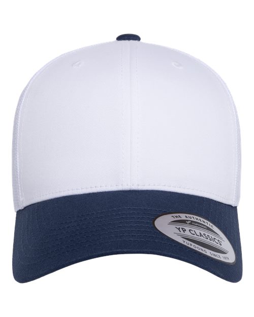 YP Classics 6606 Retro Trucker Cap - Navy/ White/ White - front