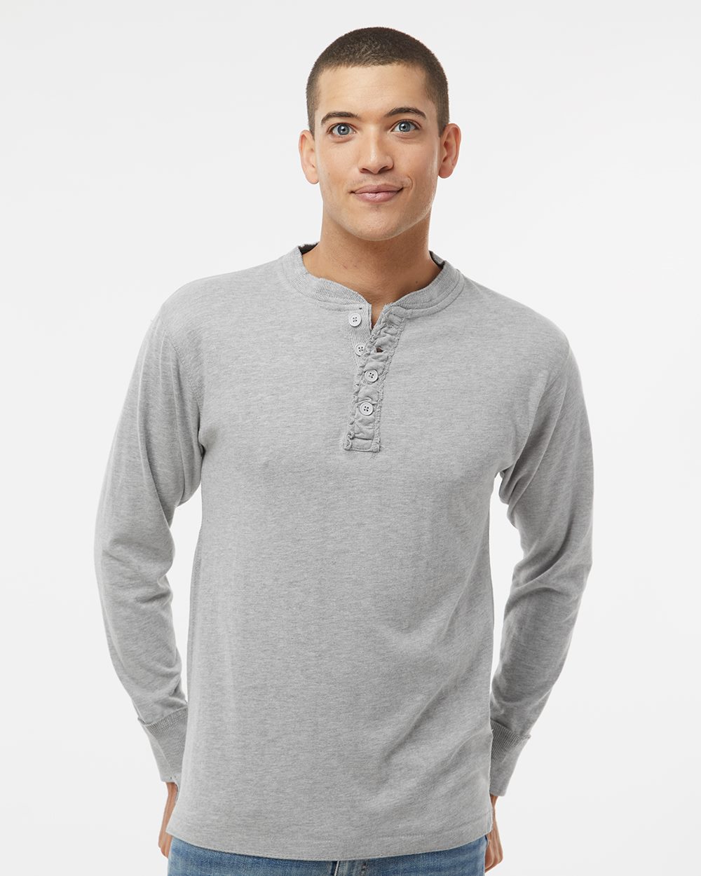 J. America 8244 Men's Vintage Brushed Jersey Henley - style