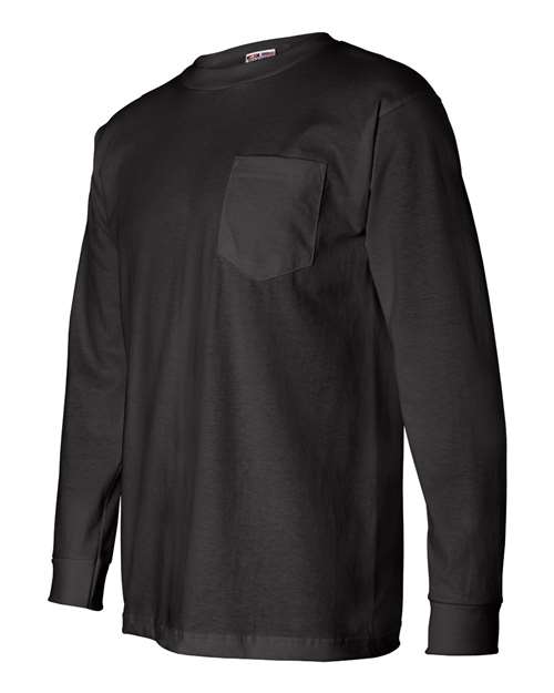 Bayside 8100 Unisex USA-Made Long Sleeve Pocket T-Shirt - Black - side