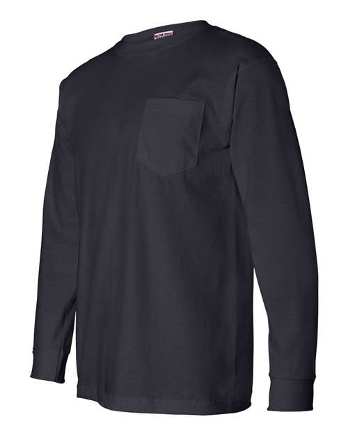 Bayside 8100 Unisex USA-Made Long Sleeve Pocket T-Shirt - Navy - side