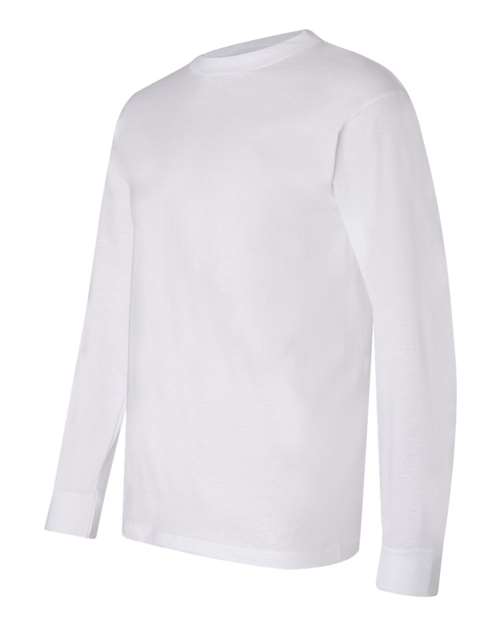 Bayside 6100 Unisex USA-Made Long Sleeve T-Shirt - White - side