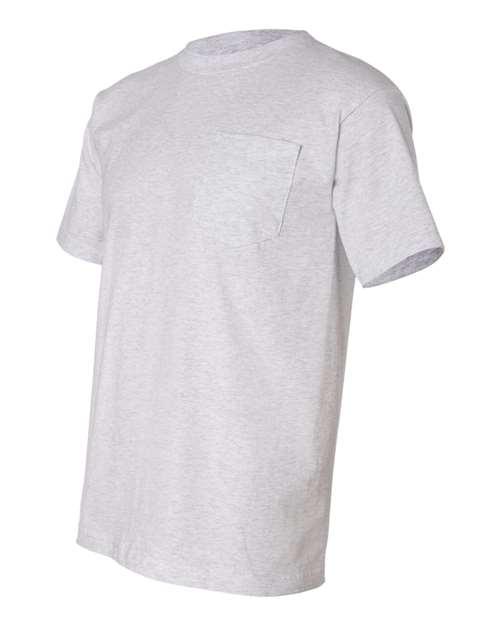 Bayside 7100 Unisex USA-Made Pocket T-Shirt - Ash - side
