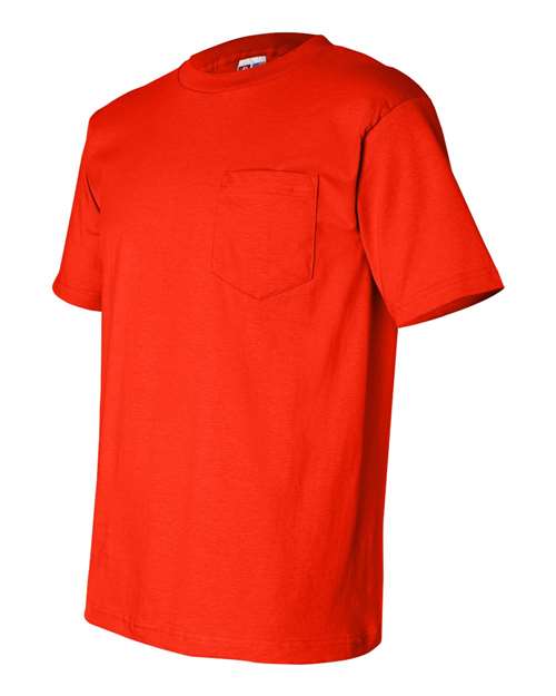Bayside 7100 Unisex USA-Made Pocket T-Shirt - Orange - side