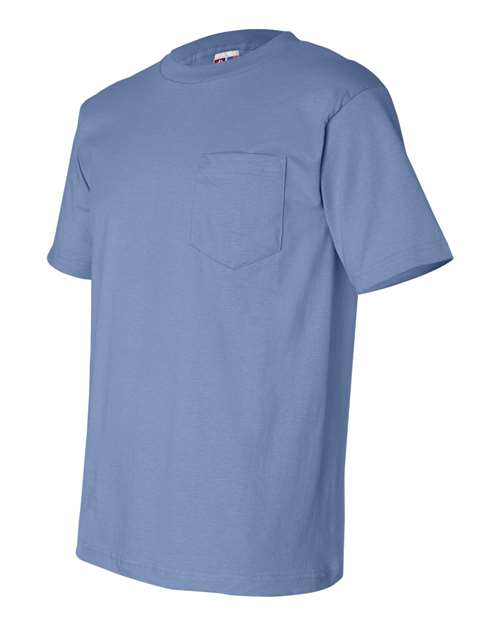 Bayside 7100 Unisex USA-Made Pocket T-Shirt - Carolina Blue - side