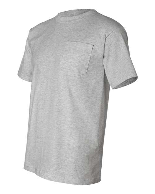 Bayside 7100 Unisex USA-Made Pocket T-Shirt - Dark Ash - side