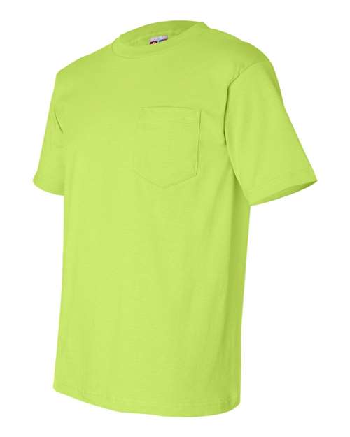 Bayside 7100 Unisex USA-Made Pocket T-Shirt - Lime Green - side