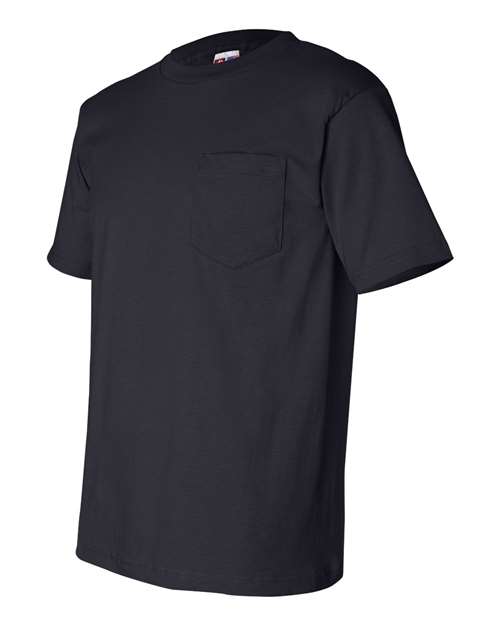 Bayside 7100 Unisex USA-Made Pocket T-Shirt - Navy - side