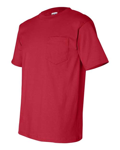 Bayside 7100 Unisex USA-Made Pocket T-Shirt - Red - side