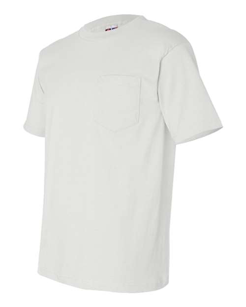 Bayside 7100 Unisex USA-Made Pocket T-Shirt - White - side