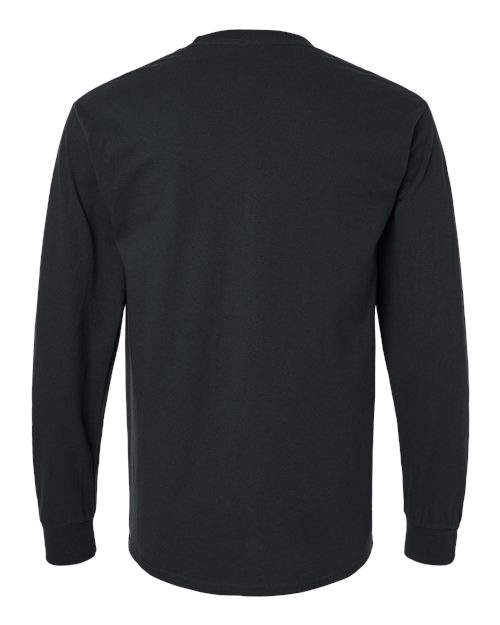 Gildan 2410 Unisex Ultra Cotton® Long Sleeve Pocket T-Shirt - Black - back