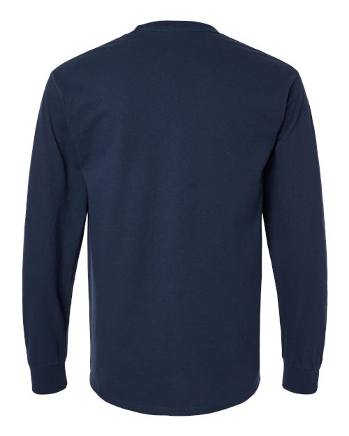 Gildan 2410 Unisex Ultra Cotton® Long Sleeve Pocket T-Shirt - Navy - back
