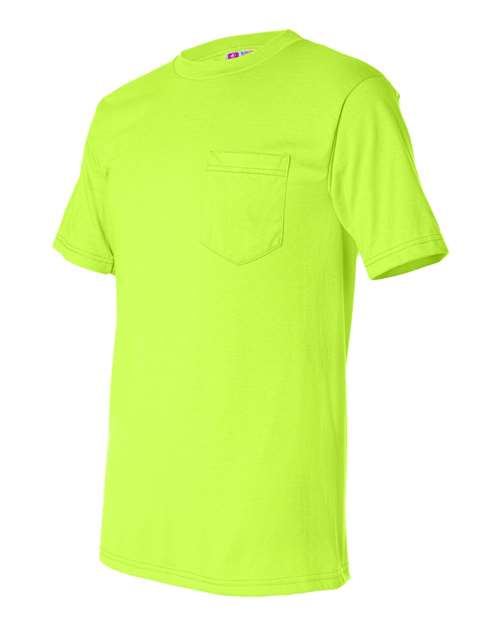 Bayside 1725 Unisex USA-Made 50/50 Pocket T-Shirt - Safety Green - side