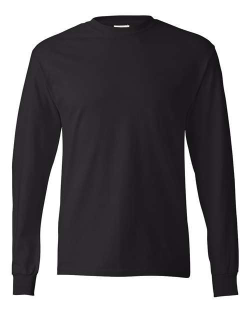 Hanes 5586 Unisex Authentic Long Sleeve T-Shirt - Black - front