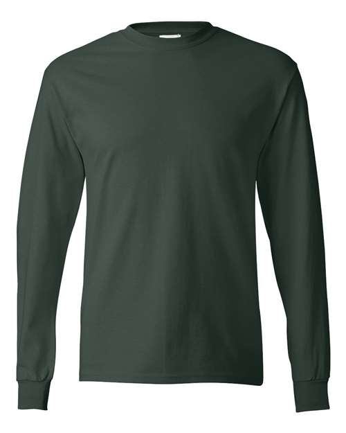 Hanes 5586 Unisex Authentic Long Sleeve T-Shirt - Deep Forest - front