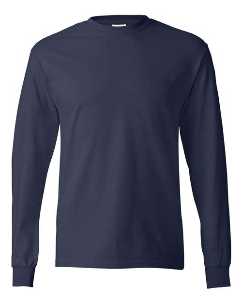 Hanes 5586 Unisex Authentic Long Sleeve T-Shirt - Navy - front