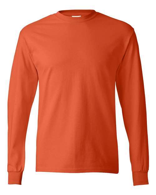 Hanes 5586 Unisex Authentic Long Sleeve T-Shirt - Orange - front