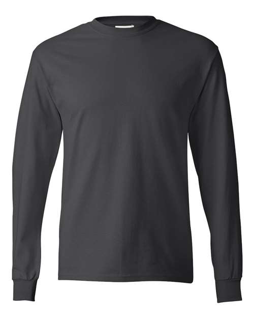 Hanes 5586 Unisex Authentic Long Sleeve T-Shirt - Smoke Grey - front