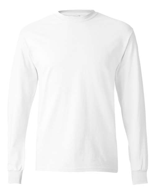 Hanes 5586 Unisex Authentic Long Sleeve T-Shirt - White - front