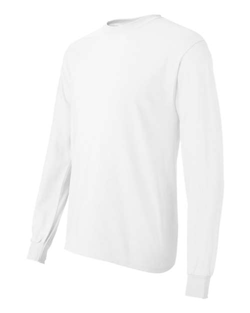 Hanes 5586 Unisex Authentic Long Sleeve T-Shirt - White - side