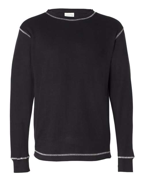 J. America 8238 Men's Vintage Thermal Long Sleeve T-Shirt - Black/ Vintage White - front