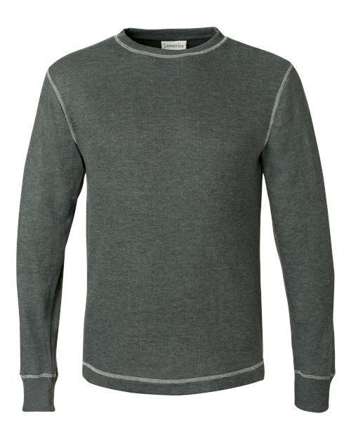 J. America 8238 Men's Vintage Thermal Long Sleeve T-Shirt - Charcoal Heather/ Vintage White - front