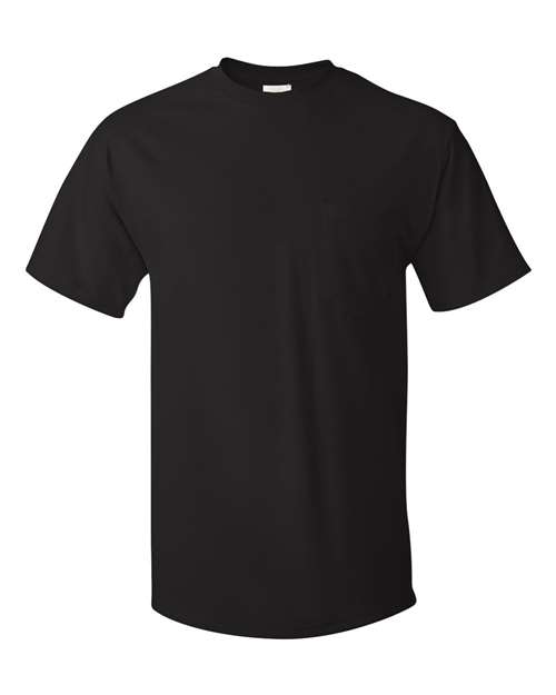 Hanes 5590 Unisex Authentic Pocket T-Shirt - Black - front