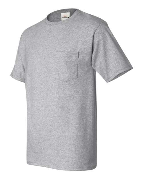 Hanes 5590 Unisex Authentic Pocket T-Shirt - Light Steel - side